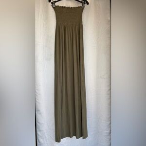 Boohoo Olive Green Strapless Maxi Skirt